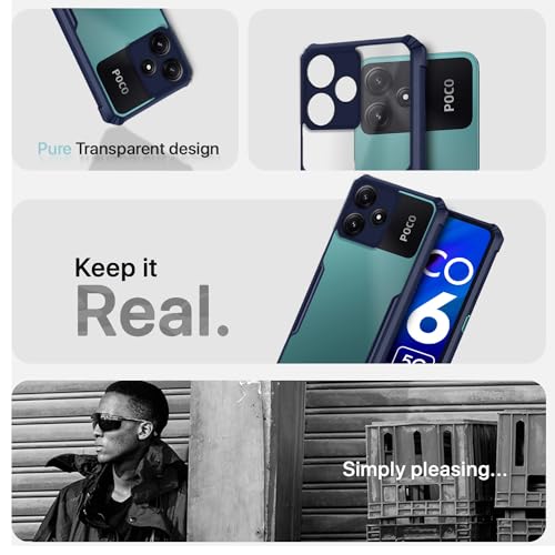 Image of Pikkme Poco M6 Pro 5G Back Cover | Crystal Clear Transparent Back | Ultra Hybrid | Full Camera Protection | Raised Edge | Bumper Back Case (Blue)
