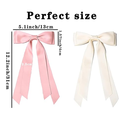 Miniatura 2 de COOSLIM Lazos para el cabello para mujer, cinta de satén rosa beige, lazos de metal para el cabello, pinzas para el cabello, pasadores para el