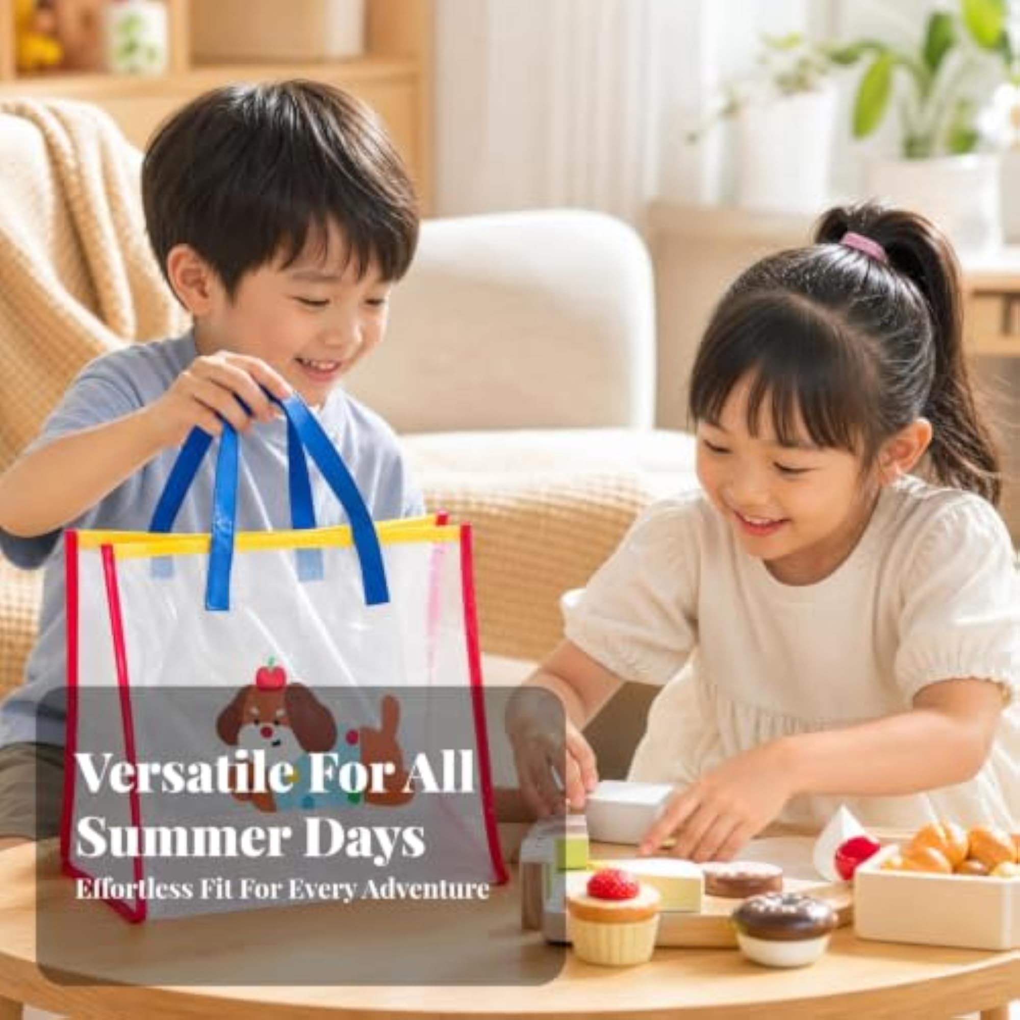Structured Transparent Jelly Tote Bag with Graphics