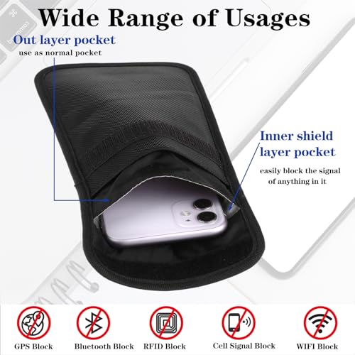 Rzjslshanhai DG051TGREW 4Pcs Faraday Bag Emf Protection Phone Sleeve Emf Blocking Cell Phone Sleeves Signal Blocking Bag Anti Radiation Cell Phone Pouch Privacy Protection Bag Anti-Tracking 7.67 * 4.92Inch thumb #3