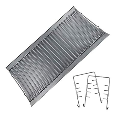 MixRBBQ 27 inch Ash pan for Chargriller 1224 1324 2121 2222 2727 2828 2929 Charcoal Grill, Fire Grate Replacement Part with 2pcs Fire Grate Hanger, Porcelain-coated Steel 27" Drip Pan