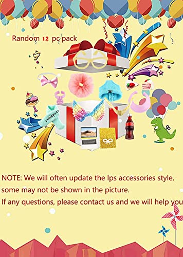 Accessories Pack Lot (Random 12 PCS) Laptop Hat Glasses Wings Clothes Bow Skirt Collar Food and Drink for LPS Shorthair Cat and Collie Dachshund Cocker Spaniel Husky Puppy Dog LPS Deer Figure
