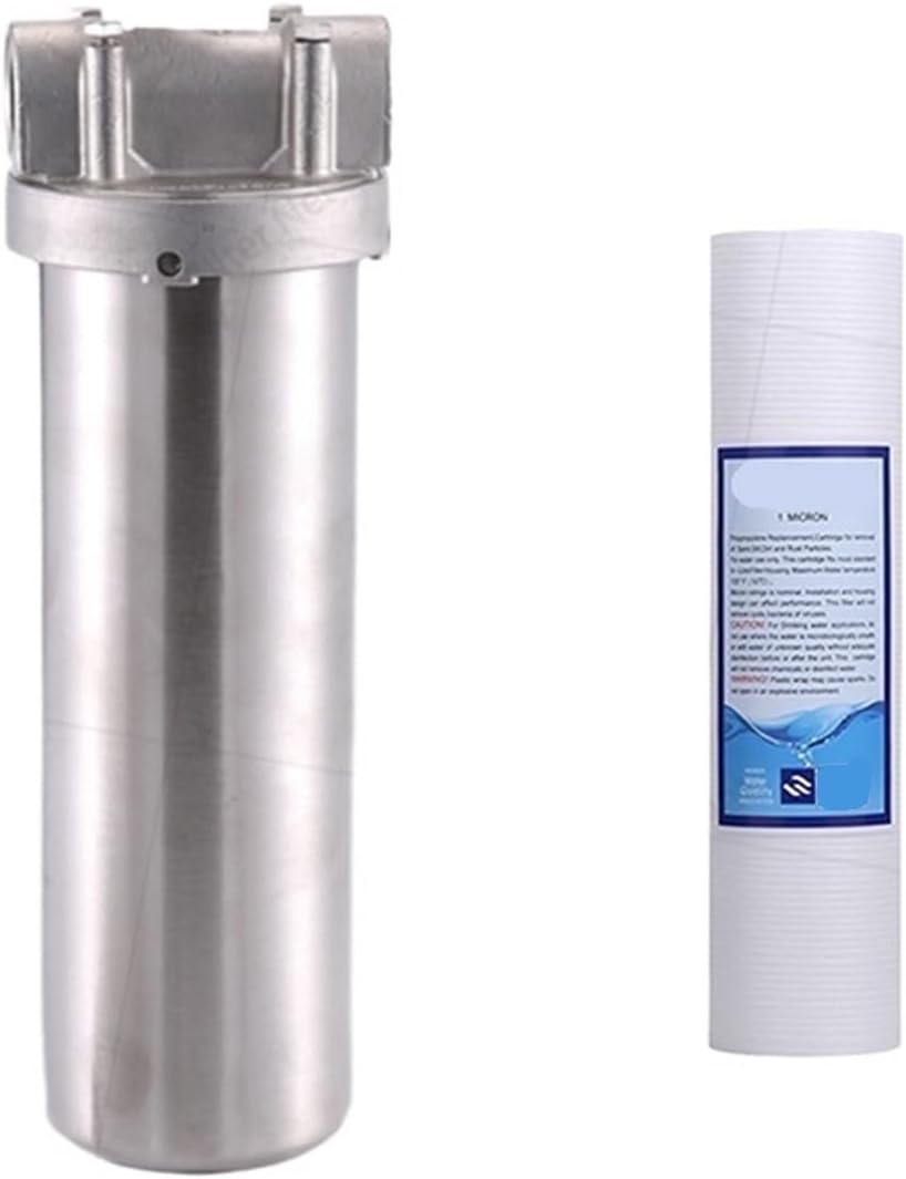10 * 2.5 Inches 304 Stainless Steel Water Filter Housing 1/2" 3/4" 1' For High Temperature High Flow(10bottom dn25 withPP)