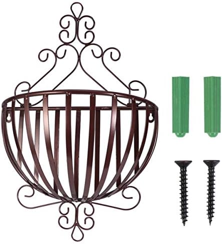 YARNOW Wall Hanging Planter Basket Wall Mount Wire Plant Holder Half Round Planter Flower Wall Holder Plant Hanger Decoration for Balcony Garden Porch Bronze