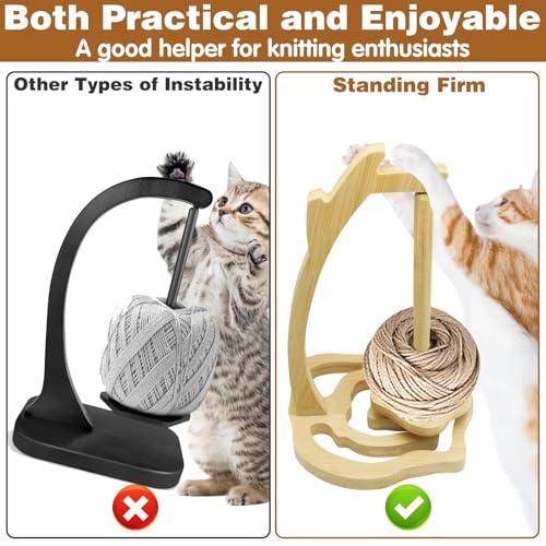 Image of Walnut Yarn Stand Wooden Yarn Spool Rack, Magnetic Yarn Holder Easy to Knit and Crochet, Yarn Spool Rack Supplies, Magnetic Yarn Holder Knitting Accessories Gifts for Knitting Enthusiasts
