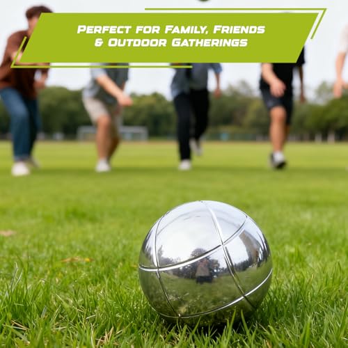WodGod Boules Game Set – 8 Stainless Steel Balls with Carry Case, Target Ball & Measuring String, Classic Petanque Game Set for Lawn, Beach & Backyard – Outdoor Family Bocce Ball Fun - Image 3