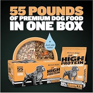   Bully-Max-Wet-Puppy-Food-Dehydrated-High-Protein-Dog-Food-with-Chicken-Growth-Immune-Support-for-Small-Large-Breed-Puppies-20-Dry-Dog-Food-Pounds-Makes-55-lbs-of-Wet-Dog-Food-10-Pouches