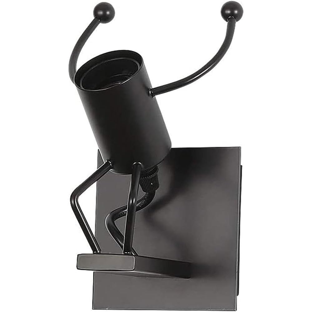Vetrineinrete® Applique da parete decorativo a forma di omino lampada da muro in metallo attacco E27 arredo casa soggiorno ingresso(Omino che Salta Nero)