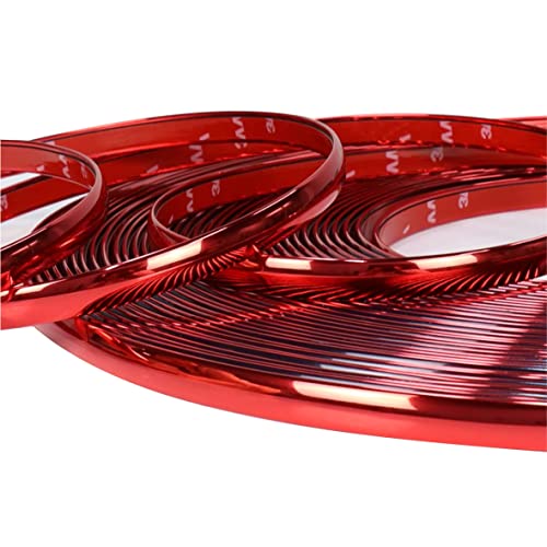 25Ft Width:1/4 inch[6mm] Automotive Car Exterior and Interior Molding Trim Universal Bumper Window Door Body Side Decorative Strip (Chrome Red)