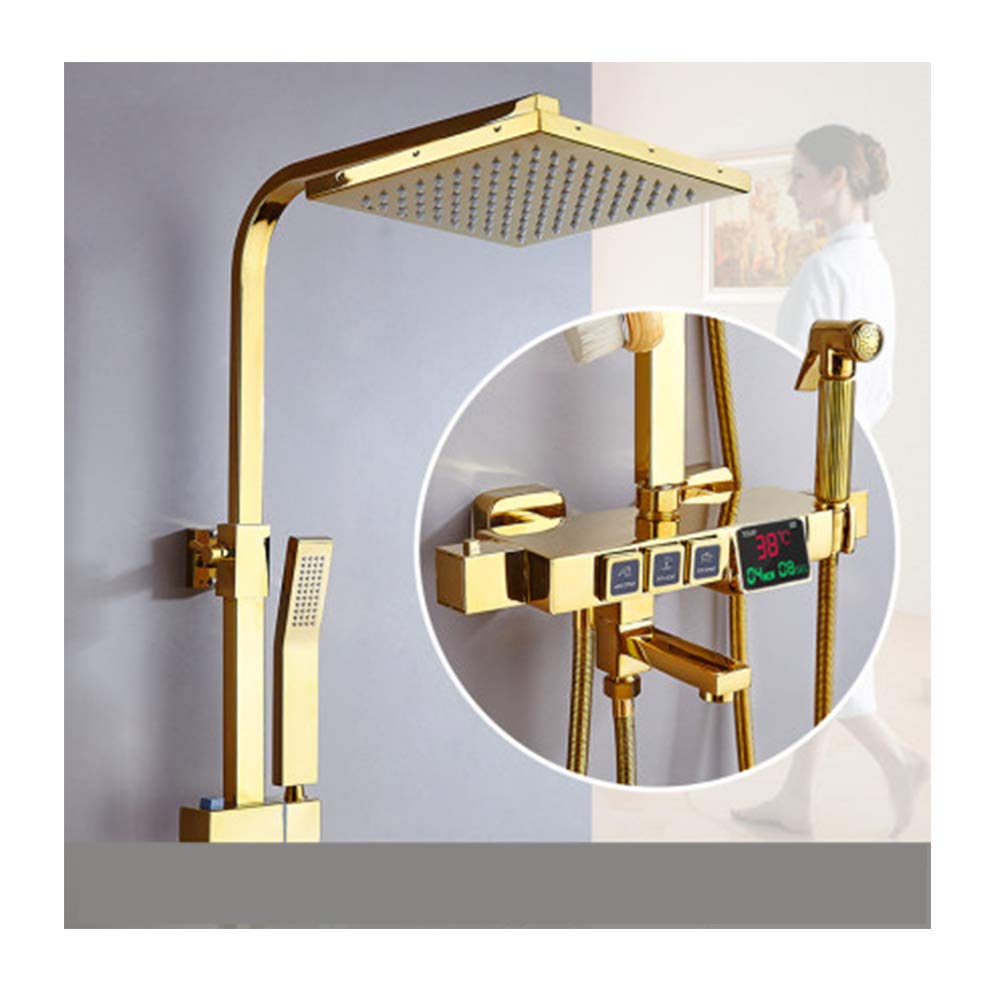 Ensemble de douche thermostatique avec mitigeur multifonction et affichage digital pour salle de bain