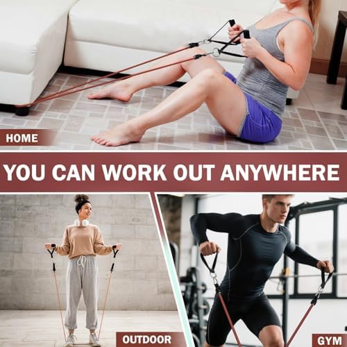 WHATAFIT Direnç Bantları, Egzersiz Bantları, Egzersiz için Direnç Bantları, Erkekler ve Kadınlar için Kulplu Egzersiz Bantları Fitness, Güç Antrenmanı Ev Spor Salonu Ekipmanları Turuncu Kırmızı - Görsel 7