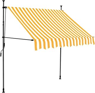 Retractable Awning White and Orange Polyester with PU Coating Steel Fram...