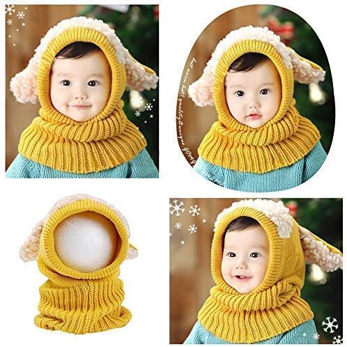 Scarf Woolen Earflap Hood Warm Skull Knit Caps,Crochet Earflap Pilot Hats Beanie Cap for Toddlers Baby Girls and Boys - Image 2