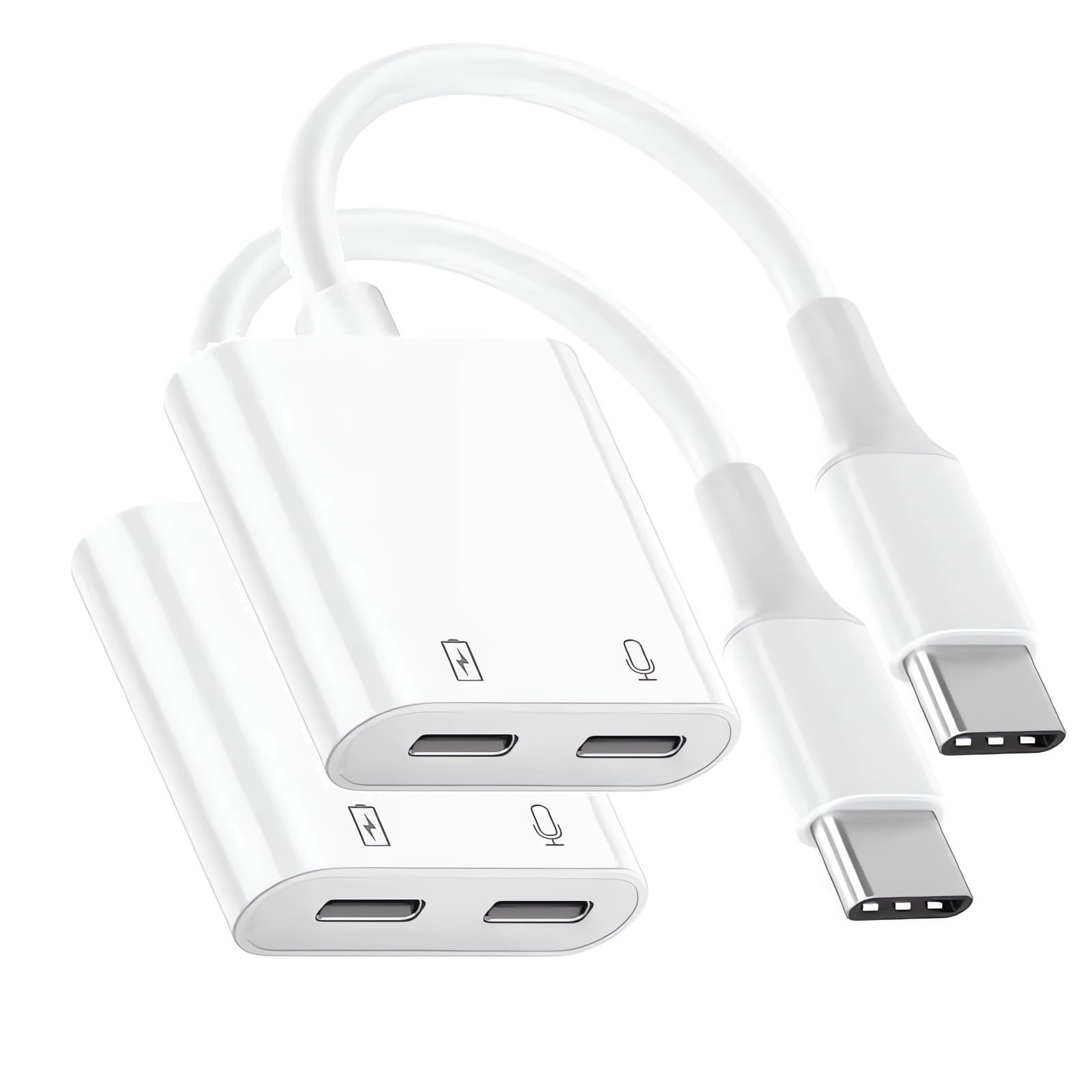 for iPhone 16 Headphone Adapter Splitter, USB C to Dual USB C Headphone with PD 60W Fast Charging Adapter Splitter Compatible for iPhone 16/16 Plus/16