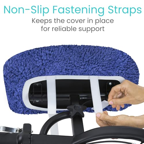 Vive Mobility Knee Scooter Pad Cover - Soft Plush Adult Sheepskin Memory Foam Cushion, Walker Accessory for Knee Roller, Padded Accessories Leg Cart Improves Comfort with Injury, Universal Fit (Blue)