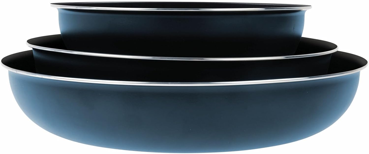 Sitram 714251 Cookware Set 10 Pieces Aluminium Blue Metal Matt: Removable Handle, 3 Frying Pans Diameter 20.24.5 cm, 3 Saucepans Diameter 16.18 cm, 3 Glass Lids Diameter 16.20 cm, Suitable for All image 3