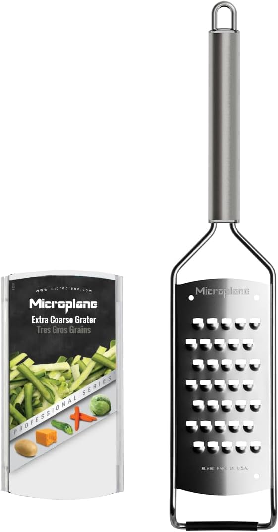 Professional Series Kitchen Grater new Extra Coarse for Potato, Zucchini, Carrot, Apple, Cabbage and Cheese with Stainless Steel Blades - Made in USA