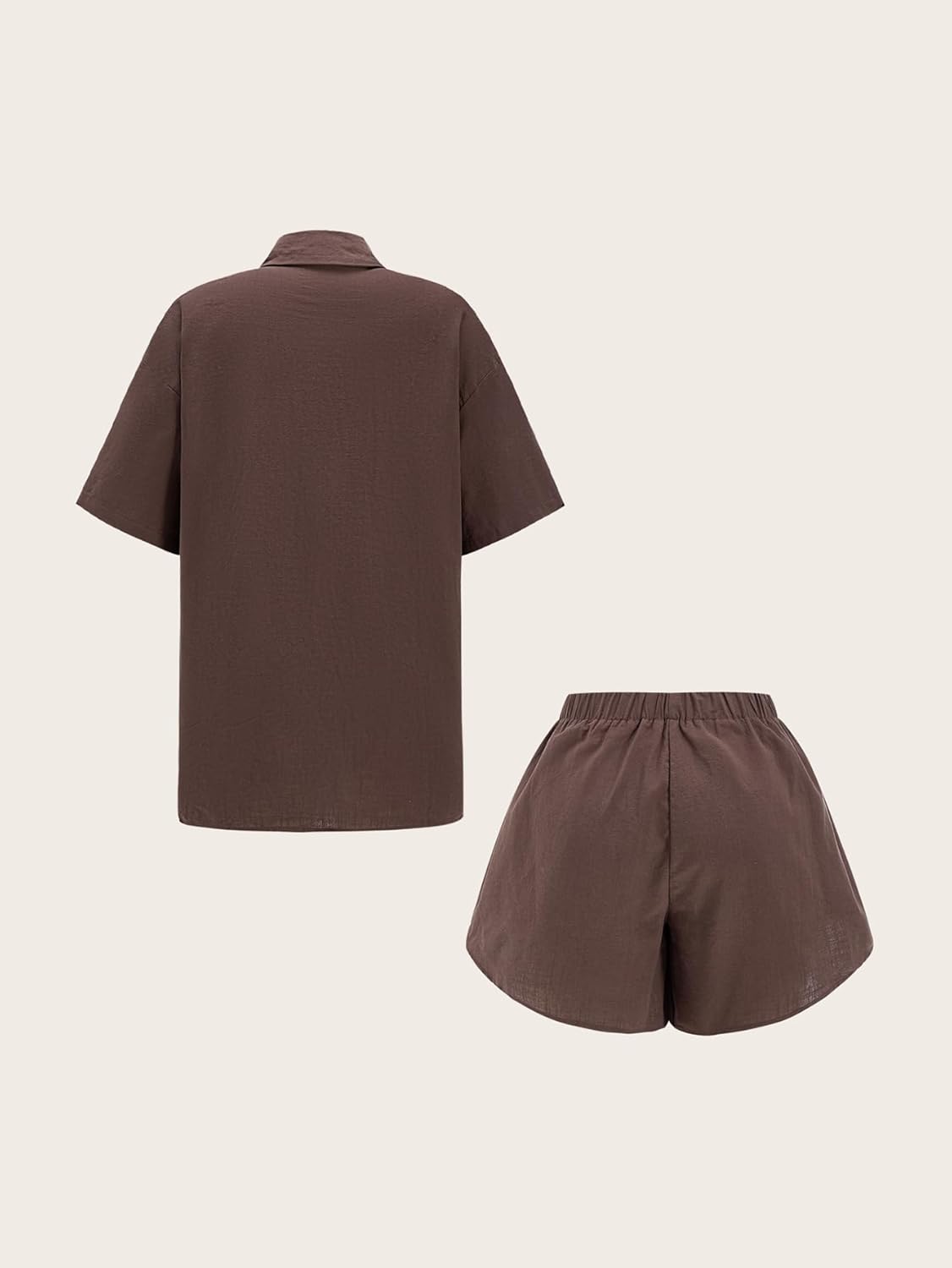 Women's 2 Piece Casual Summer Outfits Button Down Half Sleeve Shirt and Shorts Matching Sets - Image 2