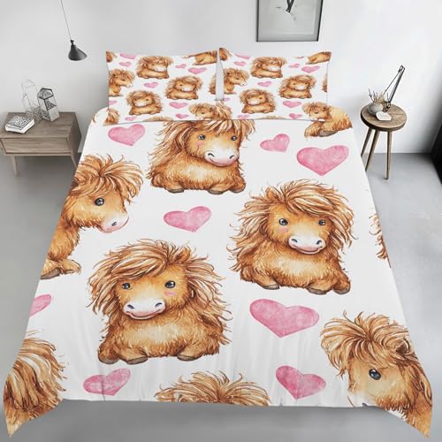 Parure de lit réversible microfibre cheval mignon ensemble de literie