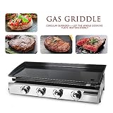 TRUSTME Commercial Gas baking plate Gas Griddle 4 Burners Plancha BBQ Grill with...