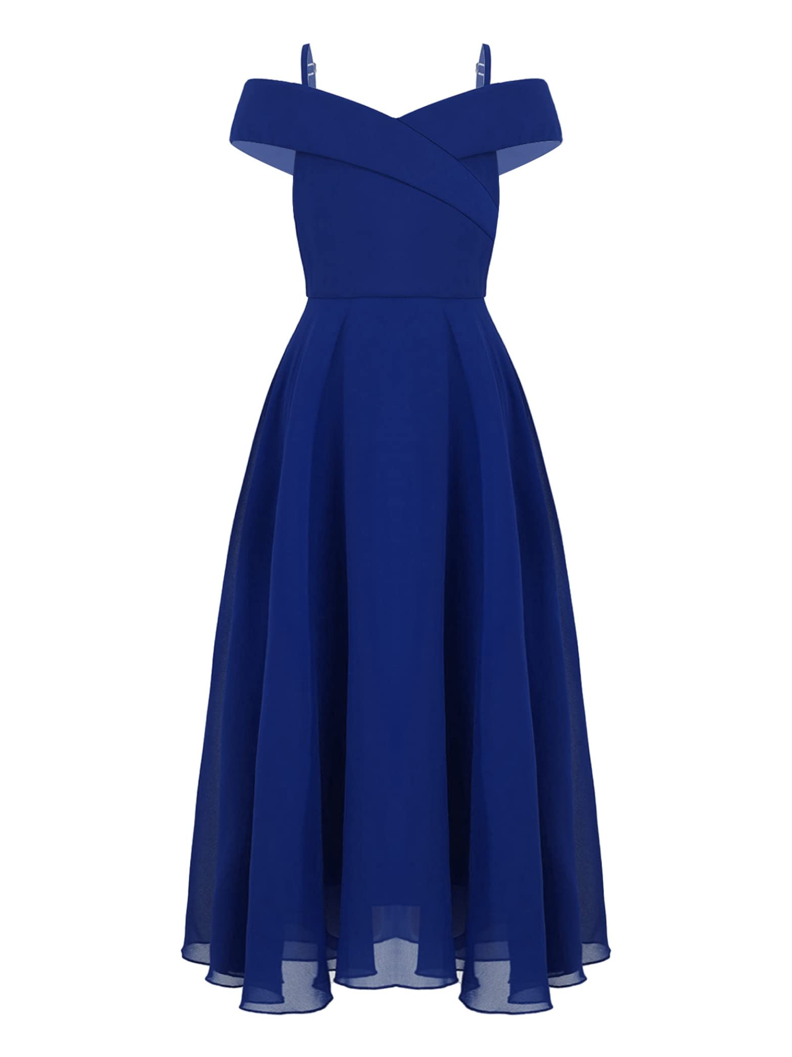 Hedmy Vestido Largo de Elegante para Niña Vestido Gasa de Fiesta Sólido con un Hombro Vestido de Graduación Cóctel Desfile Formal 7-16 Años