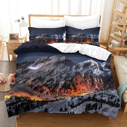 Housse de couette microfibre 135x200 cm imprimé 3D avec fermeture éclair - 3