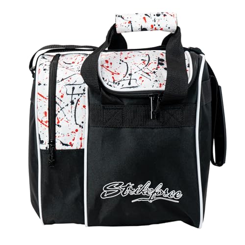 KR Strikeforce Rook Single Tote with Side Shoe Compartment - Holds One Ball and Pair of Shoes up to Size 11 (White/Black/Red Splash)