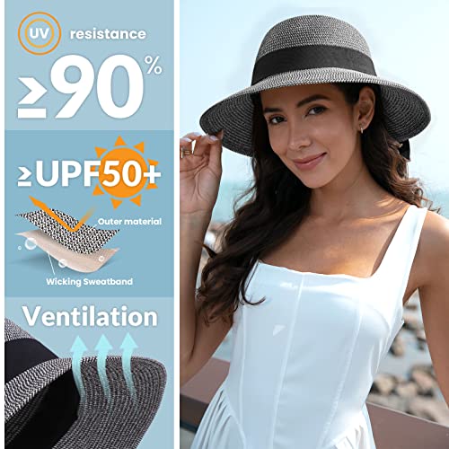 Verabella Womens Hats Summer Sun Hat For Women Foldable/Packable Women Beach Hat Floppy Women's Sun Hats Beach Straw Bucket Hat Women Hats For Summer,Mix #TOP3