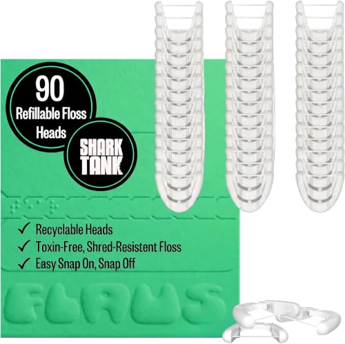 Image of FLAUS Electric Flosser Refills (Oprah's List, Shark Tank) 90ct Extra Strong Woven Dental Clear Floss Heads - No Break, Ultra Durable Refillable Dental Floss Picks for Teeth