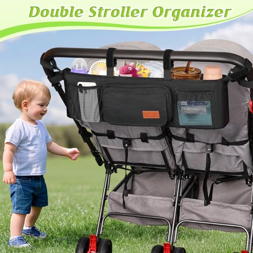 image for Guiseapue Double Stroller Organizer with 2 Insulated Cup Holders: Pare