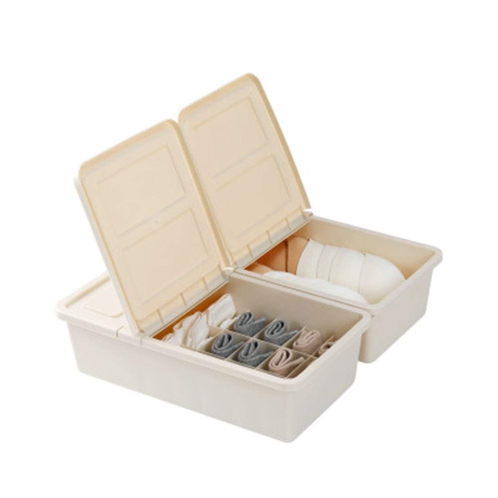 Unterwäsche-Aufbewahrungsbox-Set, Kunststoff-Clamshell-Fach-Organizer für Unterwäsche, BHs und Socken, platzsparende Schubladenlösung (2-teiliges Set)