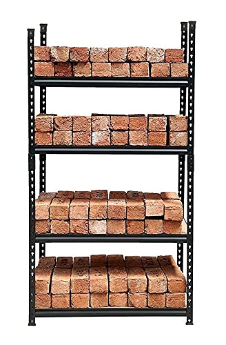 Heria Title Adjustable 5-Shelf Shelving Unit Storage Rack Utility Rack Garage Shelves Display Rack Steel Boltless Rivet Rack - 5.3(H) x 2.8(L) x 1.4(D) Ft (Black)