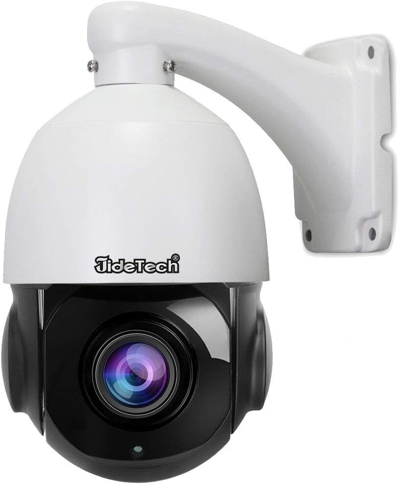 JideTech 5MP PTZ POE Camera Outdoor, IP Security Dome Camera with 20X Optical Zoom Built in 2-Way Audio IR Night Vision Motion Detection Support SD Card IP66 Waterproof