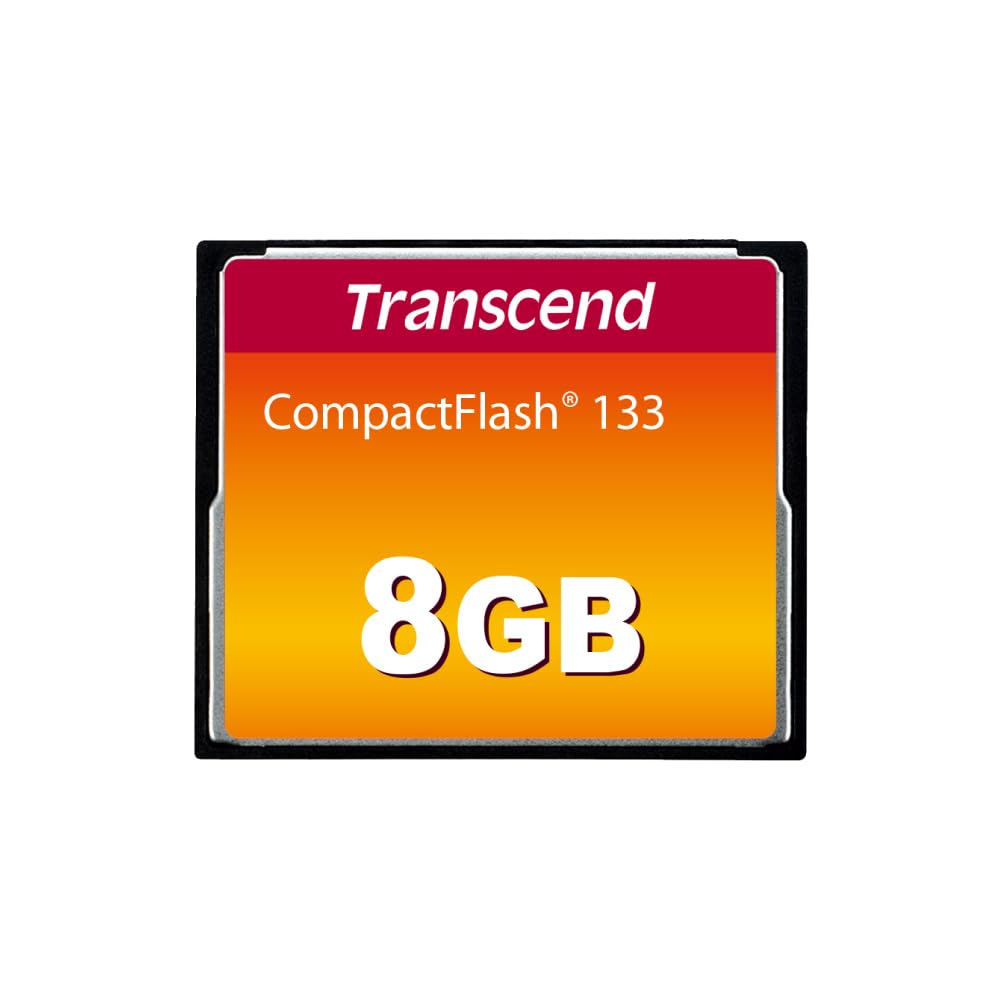 Transcend 8GB CompactFlash 133 Memory Card (CF Card) Up to 50/20 MB/s, Supports Ultra DMA transfer mode 4 with MLC NAND Flash appropriate for entry-level DSLRs TS8GCF133