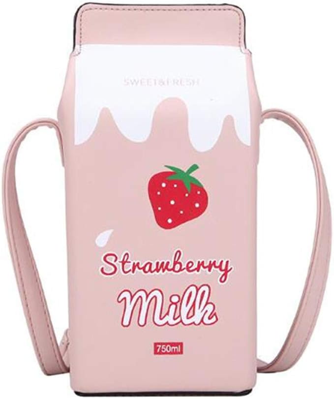 Women Fruits Banana Strawberry Milk Box Cross Body Purse Bag Women Phone Wallet Shoulder Bags
