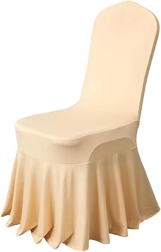 Skirt Chair Covers, Spandex Stretch Chair Cover, Removable Washable Slipcovers for Wedding Party Banqueting Pleated Decoration,Champagne,20pcs