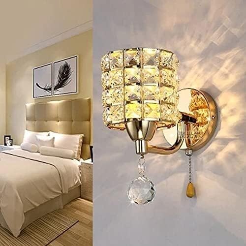 UDIIX Muur licht, Wandkandelaars, Sconce Lamp Pull Chain Switch Crystal Wall Lamp Lights Modern RVS Base Lighting Lamparas De Pared (Color : Gold, Size : 2head/Base with Switch) (Color : Gold, Size : 2hea photo 3