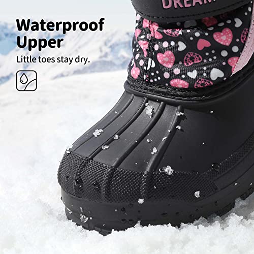 Dream Pairs Boys & Girls Mid Calf Waterproof Winter Snow Boots For Toddler/Little/Big Kid,Size 4 Big Kid,Black/Pink,Kamick thumb #1