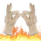 Halinuia - Guante antigüemadura de cocina, anticalor, para barbacoa, interior y exterior, algodón, punto grueso, hornos, freidoras de aire, parrillas de platos