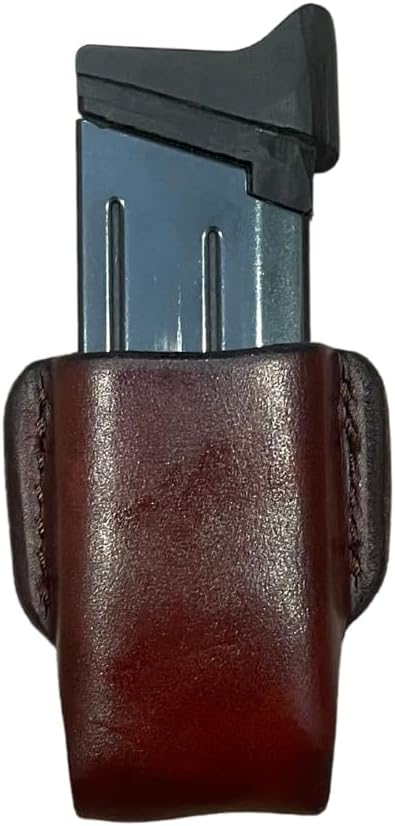 Leather Condom Mag Pouch | Dual Compatibility for Glock Double/Single Stack, Versatile, Handcrafted, IWB/AIWB Carry