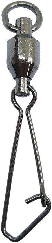 Unclesport 50pcs Fishing Ball Bearing Swivel with Hooked Snap Sea Rock Bass Fishing Snap Swivels Carp Fishing Gear 24LB-167LB