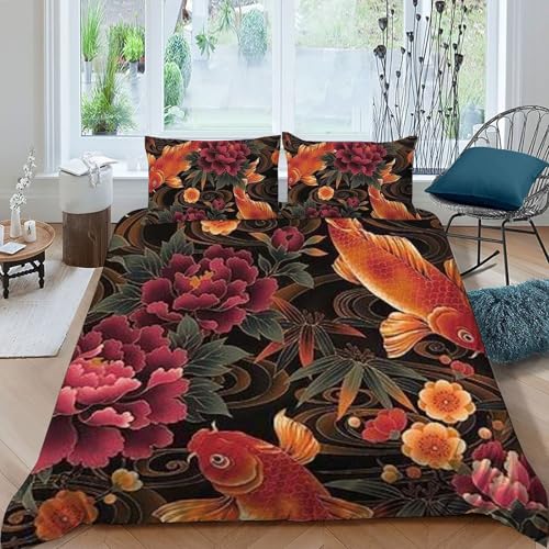 Linge de lit poisson en microfine douce au motif aquatique imprimé 3D