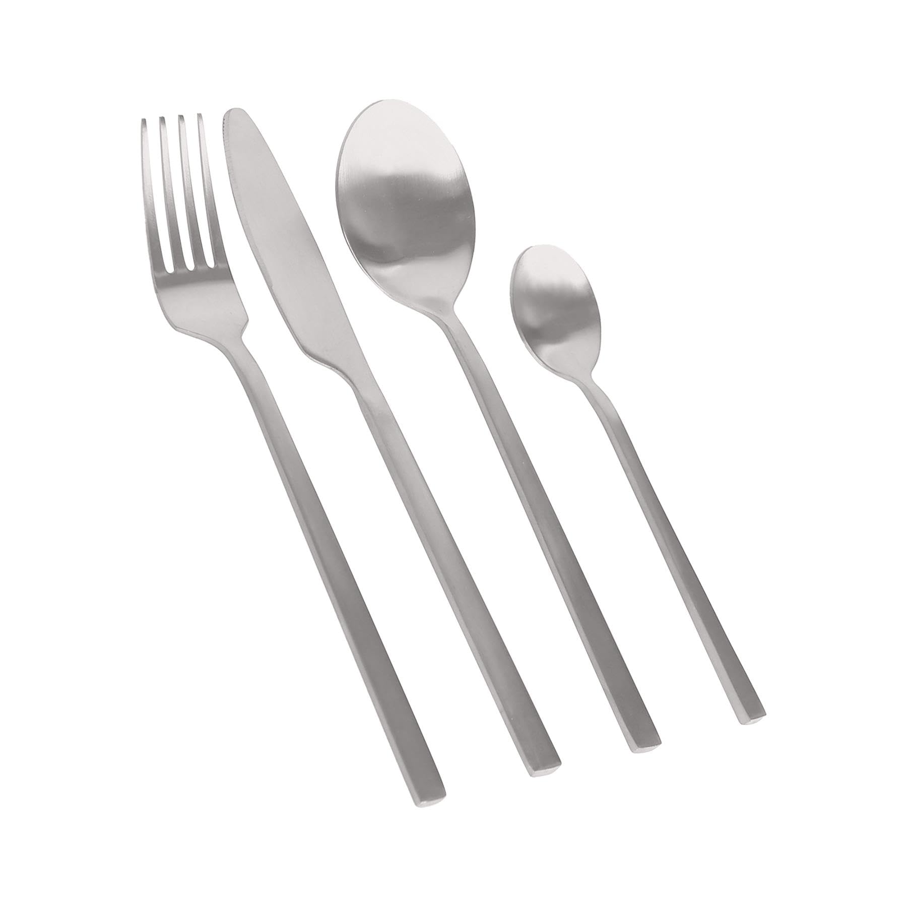 Argon Tischware 48 Stück Besteckset aus Edelstahl - Silber - Essen Gabeln Messer Löffel Hochglanzpoliert Metall 12-Person Tisch Gabel Messer Löffel Set