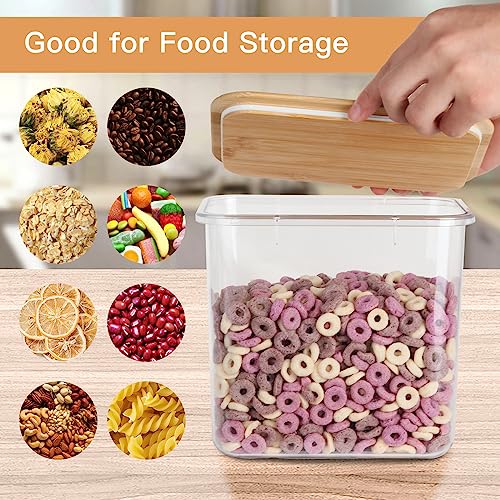 Large Capacity Plastic Food Storage Containers with Bamboo Lid - Moisture-proof Sealing Box Jars with Wooden Lids for Ki - Additional View
