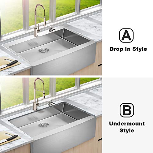 33 Drop In Farmhouse Sink - Lordear 33 Inch Farmhouse Sink Drop-In Topmount Apron Front 16-Gauge Stainless Steel Deep Single Bowl Kitchen Farm Sink #TOP3