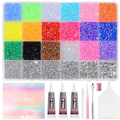 28000 Pcs Color Rhinestones Bedazzling Kit, Silver Resin Rhinestones