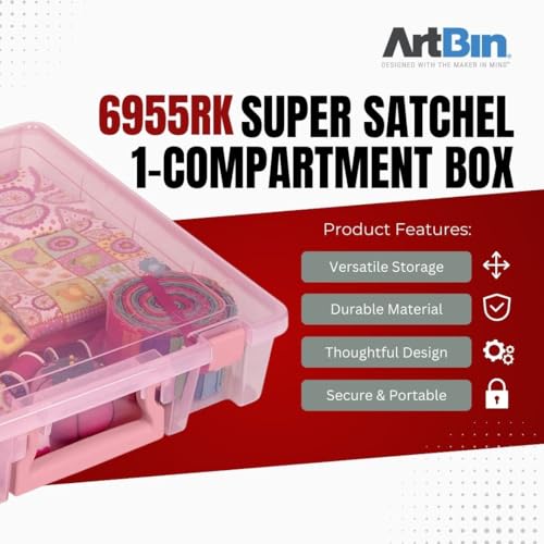 Image of ArtBin 6955RK Super Satchel 1-Compartment Box, Art & Craft Organizer, 1-Pack, Translucent Blush