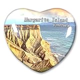 Imán para nevera Venezuela, Isla Margarita, pegatinas decorativas para nevera, recuerdo de viaje, cristal en forma de corazón