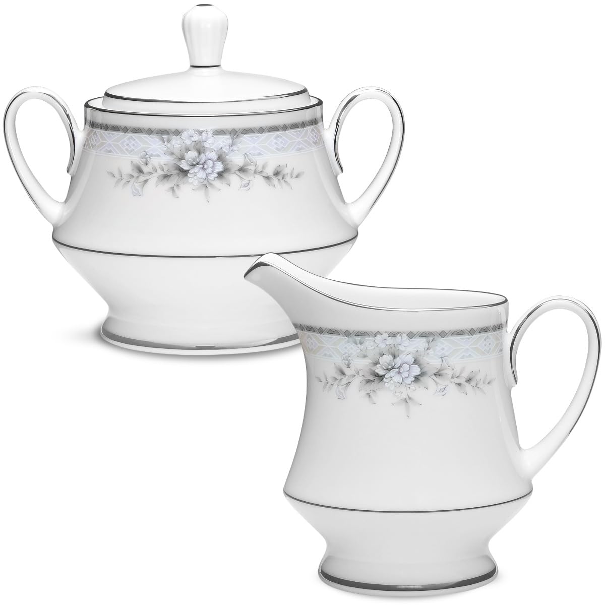 NoritakeSweet Leilani Sugar and Creamer Set in Pink/White.,