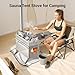 Wood Burning Sauna Hot Tent Stove, 2 in 1 Tent Wood Burning Stove with Chimney Pipe for Outdoor Camping Heating